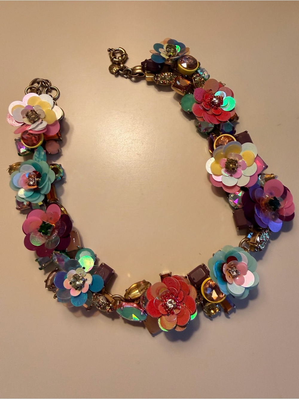 J. Crew Multicolor Sequin Floral Statement Necklace - Picture 5 of 5